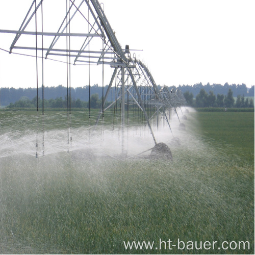 Farm center pivot irrigation system on wheels